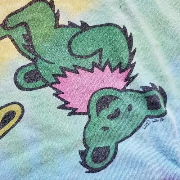 Vintage 1989 Single Stitch Tie Dye Classic Grateful Dead Bear Graphic T Shirt - Picture 12 of 15